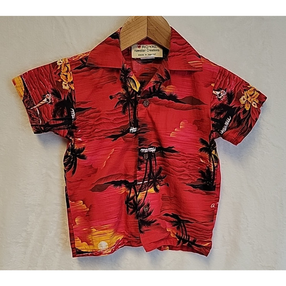 Vintage Royal Hawaiian Creations Button Up Shirt‎ Aloha Tropical Boys Size 4 - Picture 1 of 7